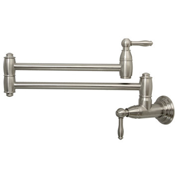 Copper Pot Filler Kitchen Faucet Wall-Mounted, Brushed Nickel