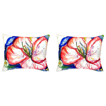 Pair of Betsy Drake Hibiscus No Cord Pillows 16 Inch X 20 Inch