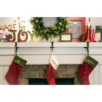Garland and Christmas Stocking Holder for Mantle, 3-Pack, Brown