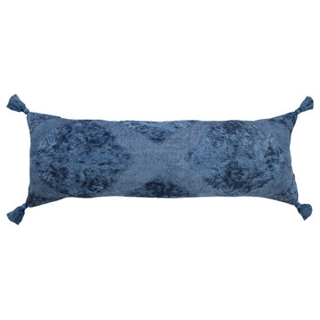 Ox Bay Blue Medallion Cotton Blend Pillow Cover, 14"x36"
