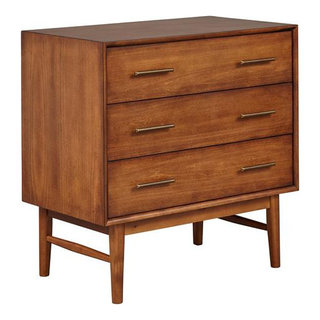 Lavina Mid century Modern 3 drawer Wood Chest Walnut Midcentury