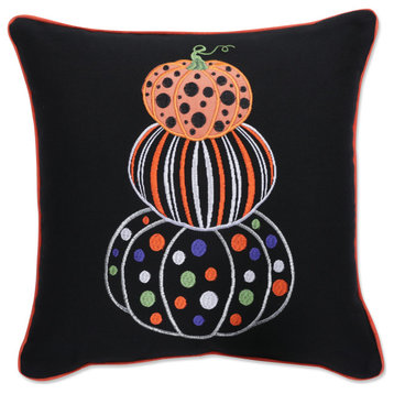 Indoor Pumpkin Stack Black 18" Throw Pillow Cover