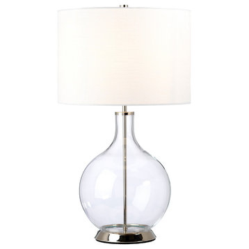 Lucas Mckearn Orb 1 Light Table Lamp, Polished Nickel Finish ORB-CLEAR-PN-WHT