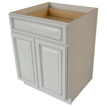 Sunny Wood RLB27-A Riley 27"W x 34-1/2"H Double Door Base Cabinet - White