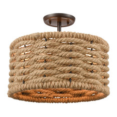Weaverton 2-Light Semi Flush Mount, Oil Rubbed Bronze With Rope
