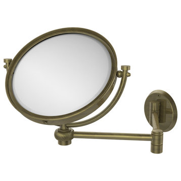 8" Wall-Mount Extending Twist Makeup Mirror 3X Magnification, Antique Brass