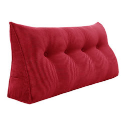 WOWMAX - Bed Backrest Wedge Reading Pillow Daybed Headboard Cushion Red, 47x20x8 - Bed Pillows