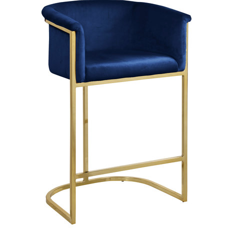 Donatella Velvet Upholstered Stool, Navy