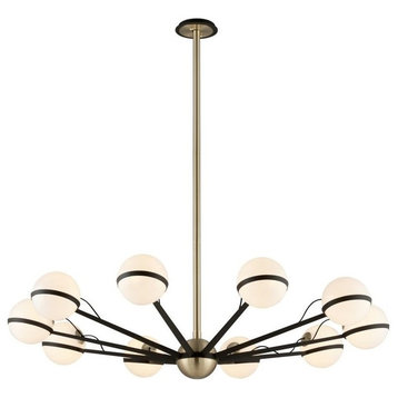 Ace, Chandelier, 10 Light, Textured Bronze & Brushed Brass Finish