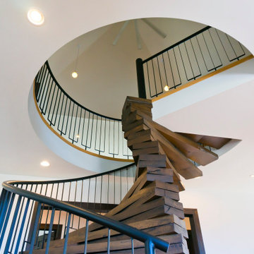 Oak and Steel Spiral Staircase