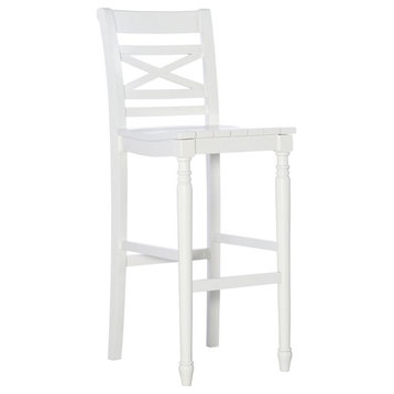 Home Square 30.25" Wood Bar Stool in White Finish - Set of 3