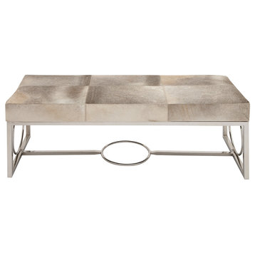 Contemporary Silver Stainless Steel Metal Bench 95912