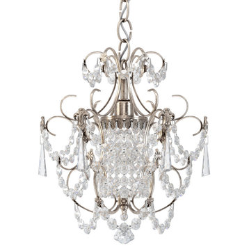 Century 1 Light Chandelier Antique Silver Clear Heritage Crystal