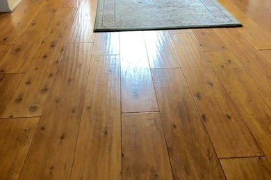 Handscraped 5" engineered Pine flooring.