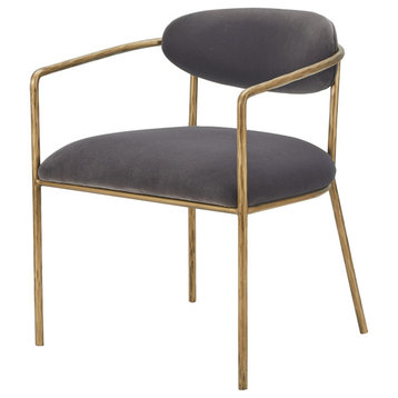 Modrest Baird Modern Grey Velvet, Brass Dining Chair