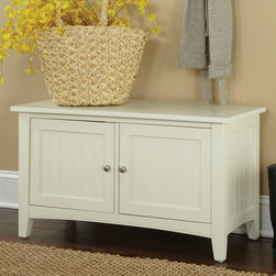 Tan Mudroom with Sand White Storage Bench, Shaker Cottage Style - Products