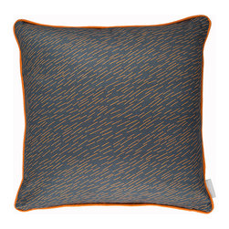 Markless Design - Slash Print Cushion, Orange and Navy - Scatter Cushions