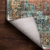 Terracotta and Blue Printed Polyester Skye Area Rug by Loloi II, Terracotta / Sk