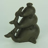 Rust Brown Cast Iron Triple Stacked Whale Figurine