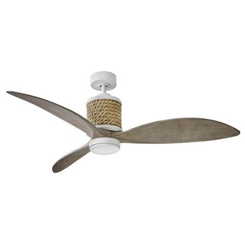 3-Blade Ceiling Fan Weathered Wood Blades and Rope Accents LED Light Kit 60