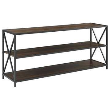 Pemberly Row 60" X-Frame Metal and Wood Console Table in Dark Walnut