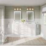 MOD - Jazz Bathroom Vanity, Double Sink, 72", Pure White, Freestanding - If you make time for the finer things in life, you'll want to invest in the Jazz bathroom vanity. Not only is the Jazz visually designed to perfection, but it's also crafted from solid wood meaning it has the strength to back up its aesthetic. With an ample amount of soft-closing storage and slim, elegant handles made to access each door and drawer, the Jazz proves that luxury truly is an art form.