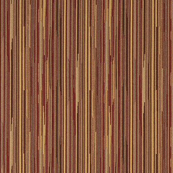 Red And Gold Abstract Striped Contract Grade Upholstery Fabric By The Yard