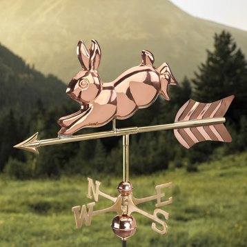 Rabbit Garden Weathervane Copper WithGarden Pole by Good Directions