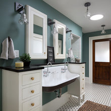 Narrow Oak Bath remodel
