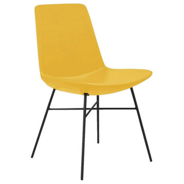 Gian Dining Chair, Yellow Double PU Shell, Black Steel Base