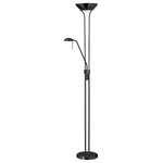 Dainolite - Mother and Son Floor Lamp, Matte Black - Illuminate a bedroom or living space with the Mother and Son Floor Lamp. Made from steel in a matte black finish with an extra adjustable gooseneck lamp, this floor lamp is striking and unique. Display it among pieces of contemporary decor for a cohesive look.