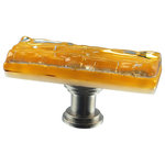 Glass Storm Studios - Gold Handmade Glass, Oblong Knob - Textured and layered glittering gold glass. All our products are handmade to order.  Important: Do not use an electric drill or electric screwdriver.