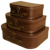 Wald Imports Brown Paperboard Decorative Storage Paperboard Suitcases, Set of 3