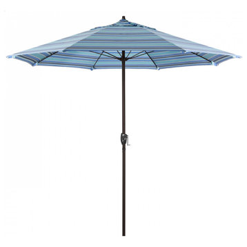 9' Patio Umbrella Bronze Pole Fliberglass Rib Auto Tilt Sunbrella, Dolce Oasis
