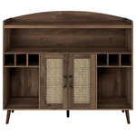 Decor Love - Midcentury Sideboard, Doors With Rattan Front & Ample Storage, Distressed Walnut - - Includes: one (1) buffet
