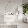Celios Bathroom Vanity, White With Brass Trim, 36", Single Sink, Freestanding