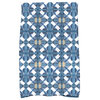 Beach Tile, Geometric Print Kitchen Towel, Blue