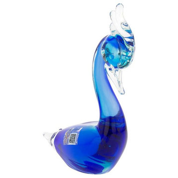 GlassOfVenice Murano Glass Swan - Aqua Blue