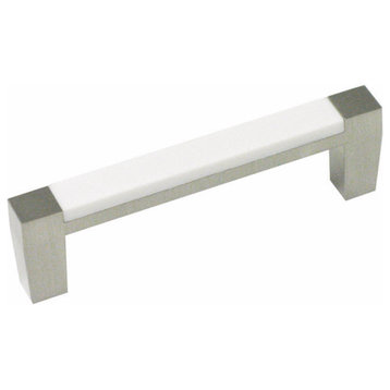 Belwith Hickory 3 " Loft Satin Nickel With White Matte Cabinet Pull P3441-SNWM