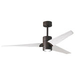 Matthews Fan - Super Janet 60" Ceiling Fan, LED Light Kit, Textured Bronze/Matte White - The Super Janet's remarkable design and solid construction in cast aluminum and heavy stamped steel make it the heroine in any commercial or residential space. Moving air with barely a whisper, its efficient DC motor turns solid wood blades. An eco-conscious LED light kit with light cover completes the package.