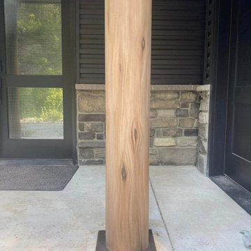 Commissioned Steel Beams Painted like wood logs