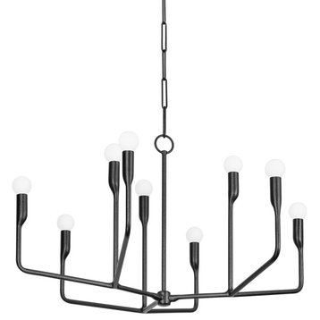9-Light Chandelier, Forged Iron