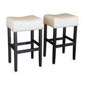 Chantal Leather Stools, Ivory, Counter Height, Set of 2