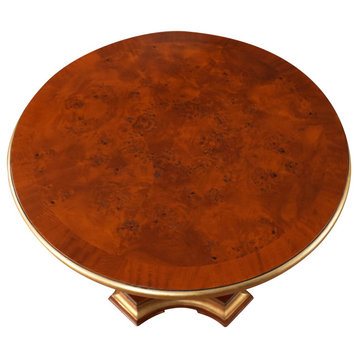 Burled Center Table, Round Mahogany Table