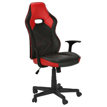 Office Chair Gaming Swivel Ergonomic Armrests Work Pu Leather Look Red