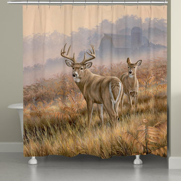 Deer in Lifting Fog, Shower Curtain