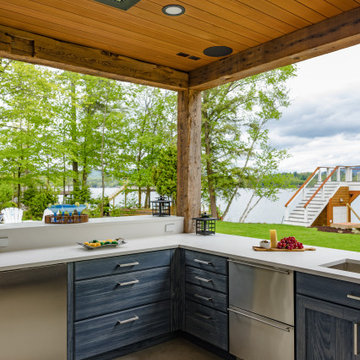 Beautiful Blue Lake House Outdoor Kitchen