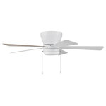 Craftmade - 52" Merit, White With White/Washed Oak Blades - Part of our Low Ceiling Solutions Series, the Merit 52" indoor flushmount fan by Craftmade combines energy saving efficiency with style and value. The Merit 52" fan features custom reversible blades, pull-chain controlled 3-speed, heavy-duty, reversible motor, and integrated dimmable LED light.