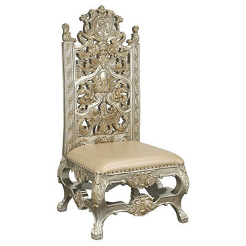 ACME Danae Side Chair, Set-2, PU, Champagne and Gold Finish
