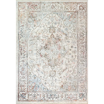 Dynamic Rugs Mood 8457 Vintage and Distressed Rug, Red Blue Ivory, 5'3"x7'7"